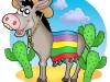Mexican donkey in desert - color illustration.